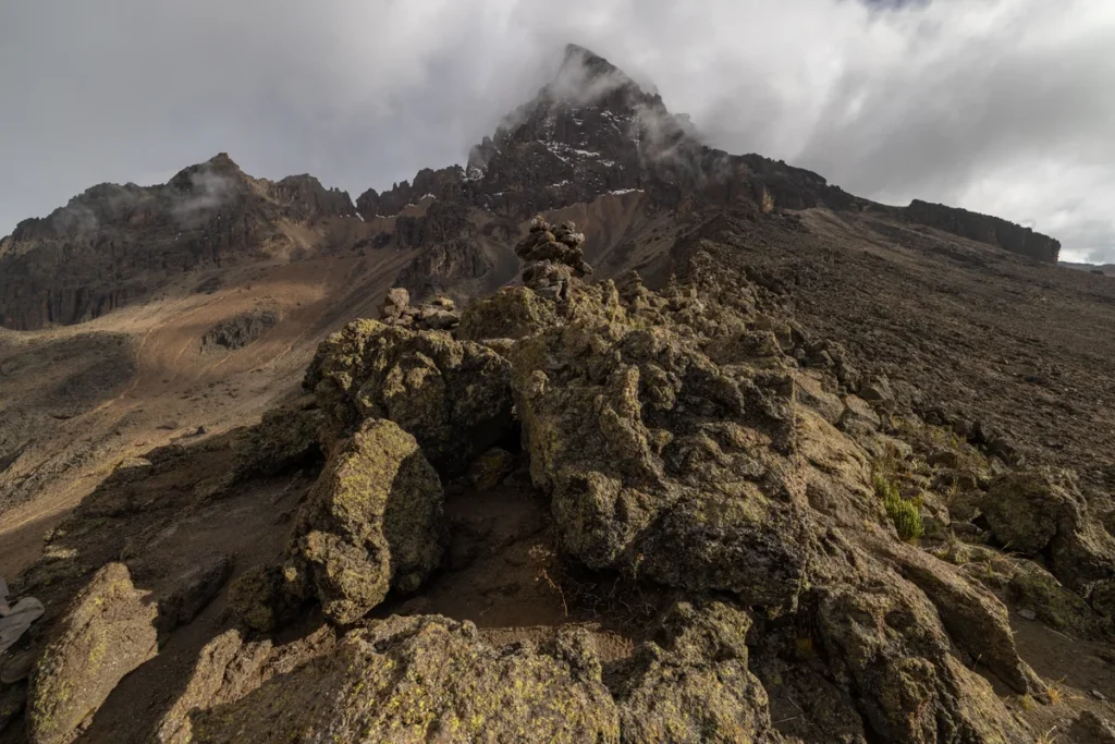 Alpine landscape volcanic ridge in Kilimanjaro, Tanzania