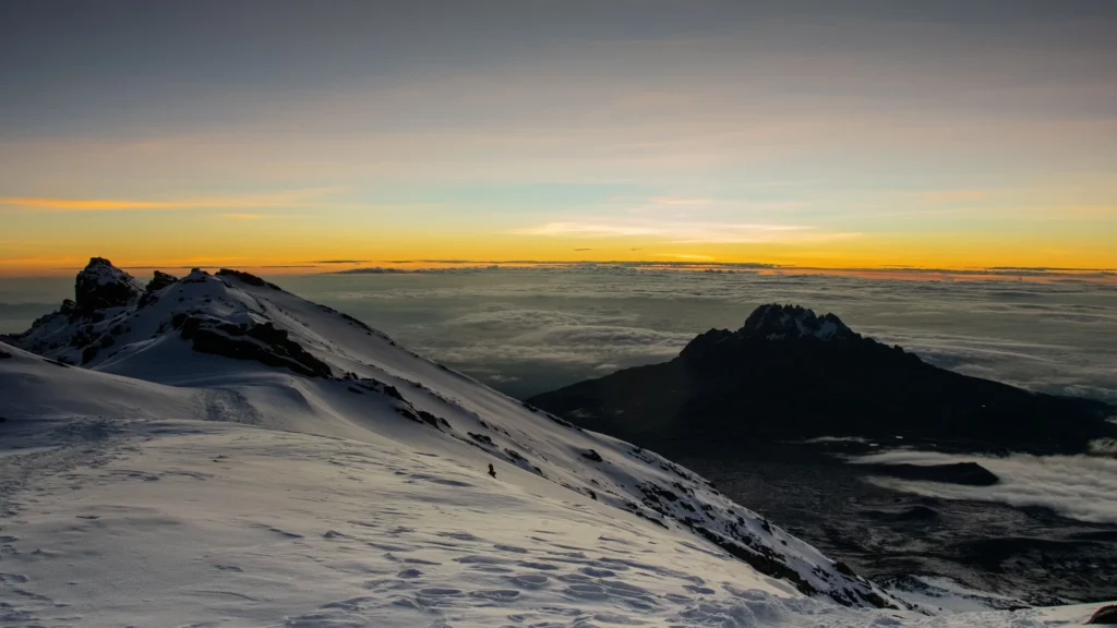 Mount kilimanjaro snow capped summit in Kilimanjaro, Tanzania